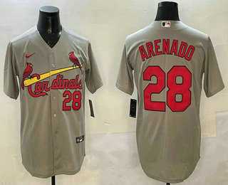 Men's St Louis Cardinals #28 Nolan Arenado Number Grey Stitched Cool Base Nike Jersey,We sell and wholesale Men's St Louis Cardinals #28 Nolan Arenado Number Grey Stitched Cool Base Nike Jersey on line form chian!